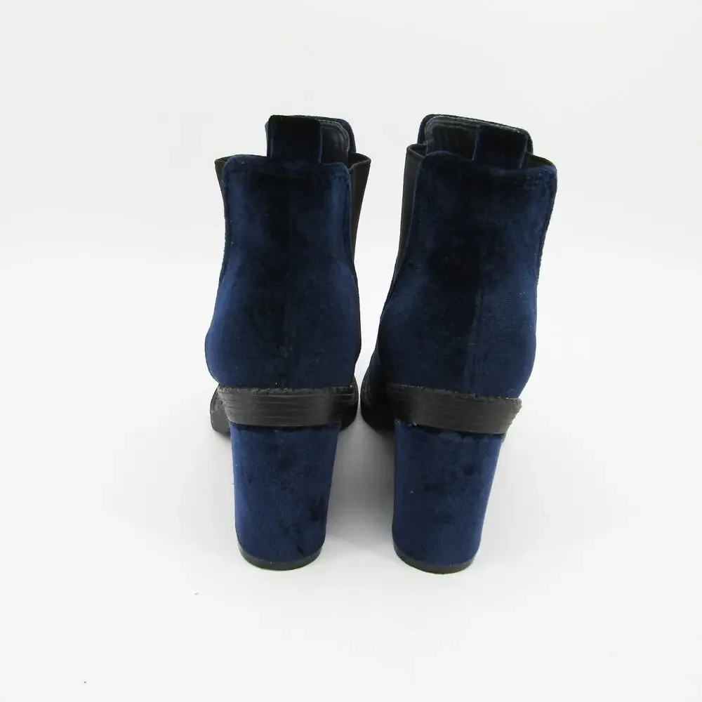 Indigo Rd Women Chelsea Boots US 7 Chunky Platform Velvet Bootie Blue